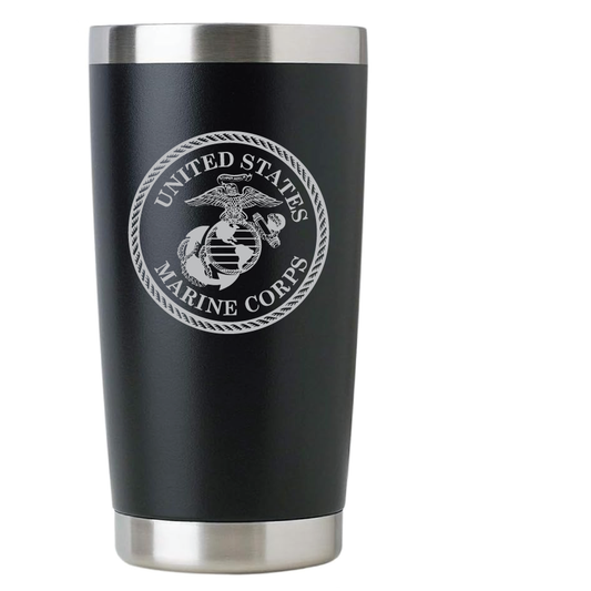 20oz USMC Marine Corps Tumbler – Custom Engraved Stainless Steel Travel Mug (USMC01)