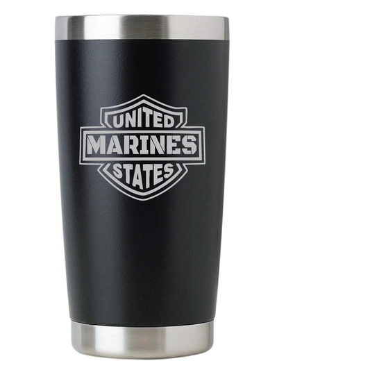 20oz USMC Marine Corps Tumbler – Custom Engraved Stainless Steel Travel Mug (USMC02)