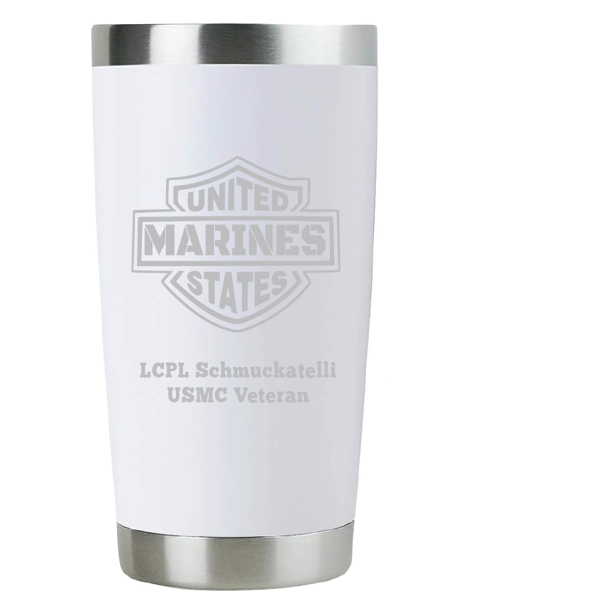 20oz USMC Marine Corps Tumbler – Custom Engraved Stainless Steel Travel Mug (USMC02)