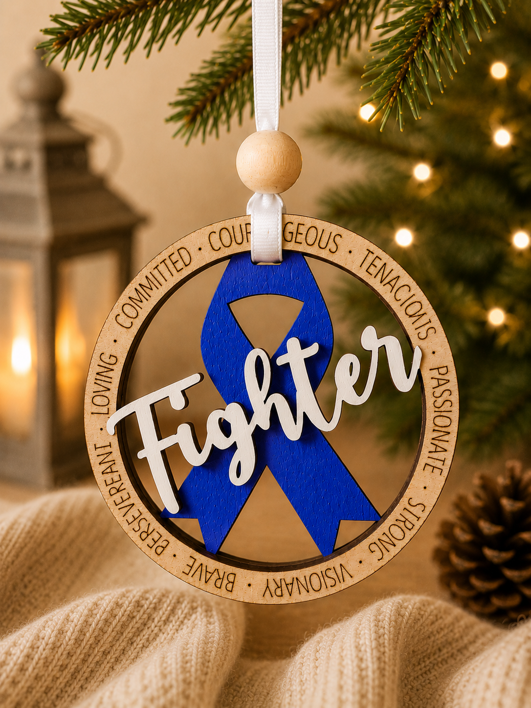 Cancer Fighter Awareness Survivor Ribbon Ornament