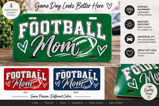 Football Mom License Plate Collection 12"x6"