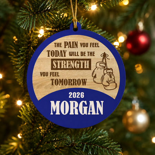 Motivational Boxing Fighter Ornament – Laser Engraved Wooden Keepsake (O-Fight02)