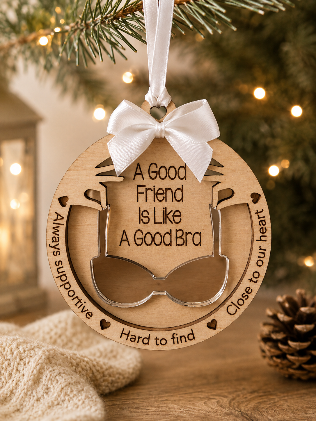 A Good Friend Is Like a Good Bra Ornament – Funny Best Friend Christmas Gift