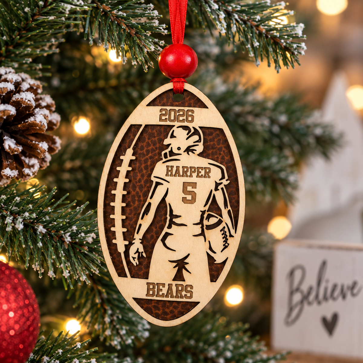 Personalized Football Player Ornament