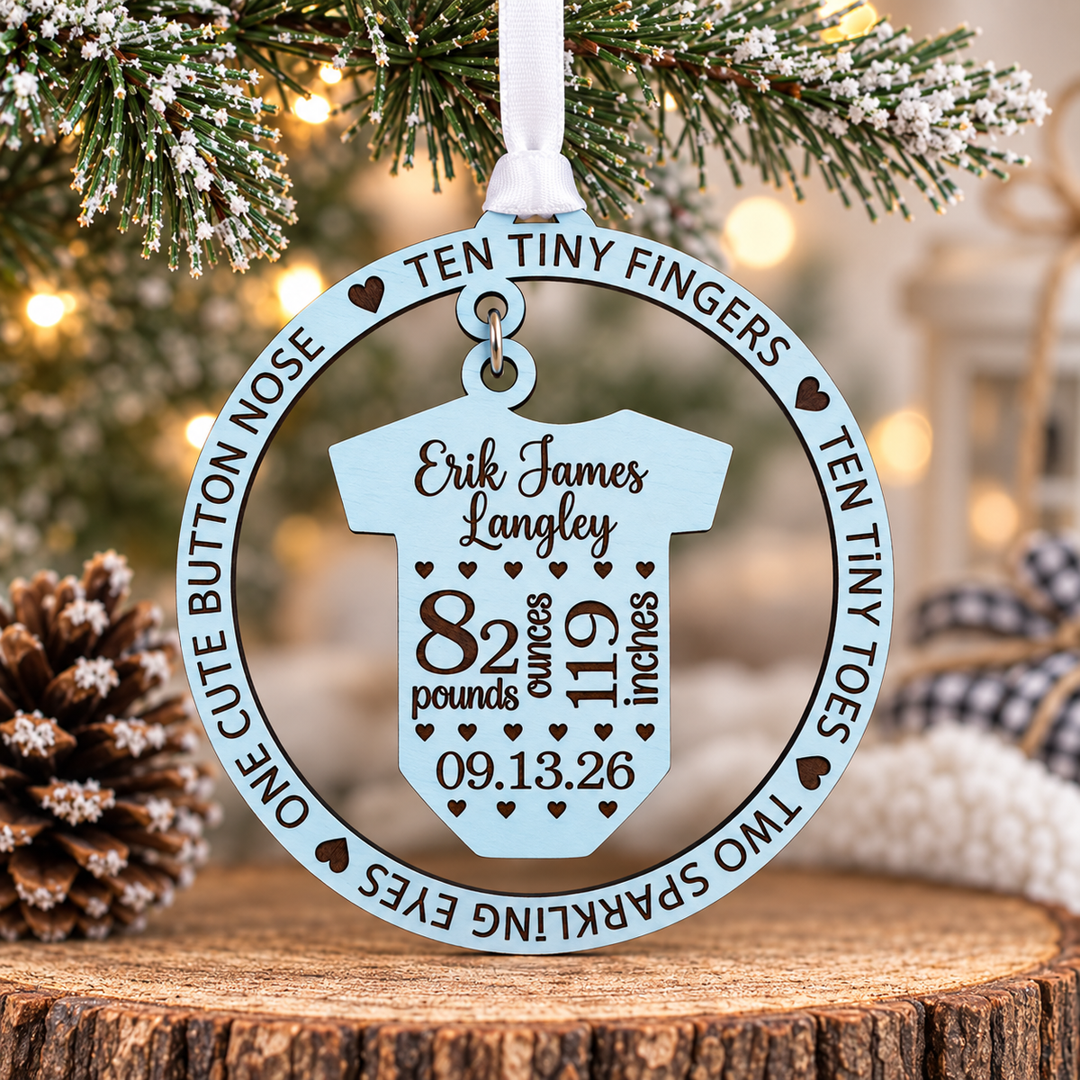 Personalized New Baby Birth Stats Ornament