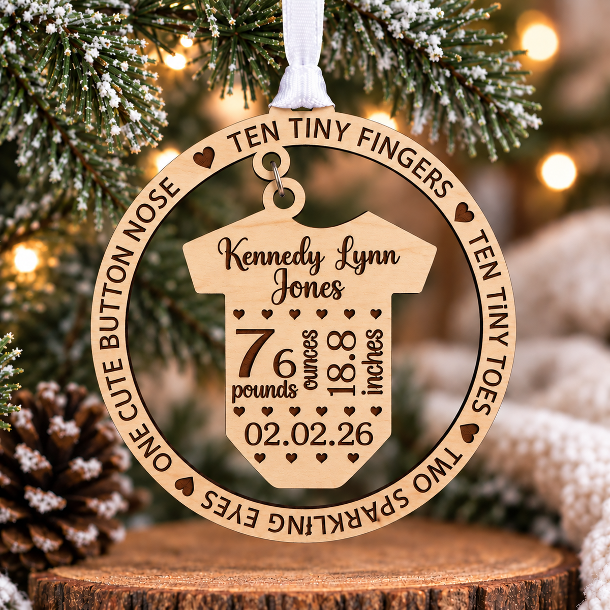 Personalized New Baby Birth Stats Ornament