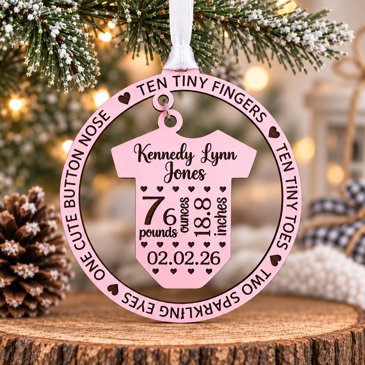 Personalized New Baby Birth Stats Ornament