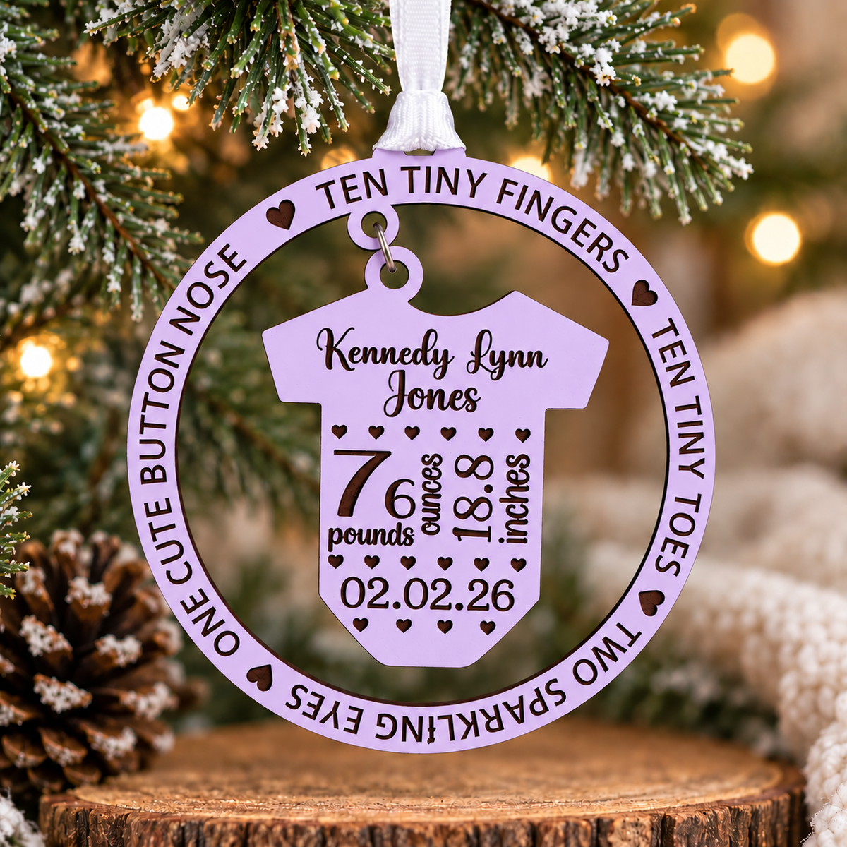 Personalized New Baby Birth Stats Ornament
