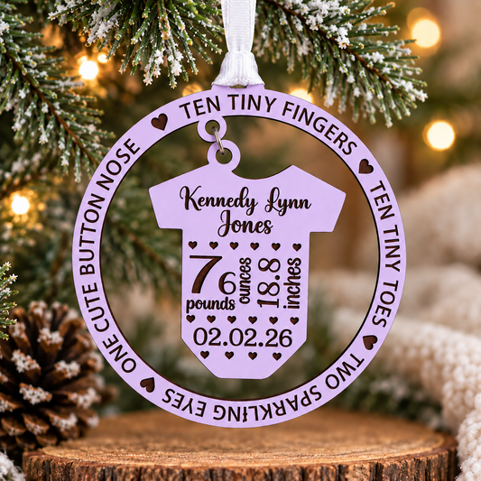Personalized New Baby Birth Stats Ornament