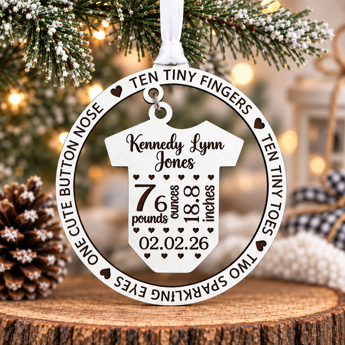 Personalized New Baby Birth Stats Ornament