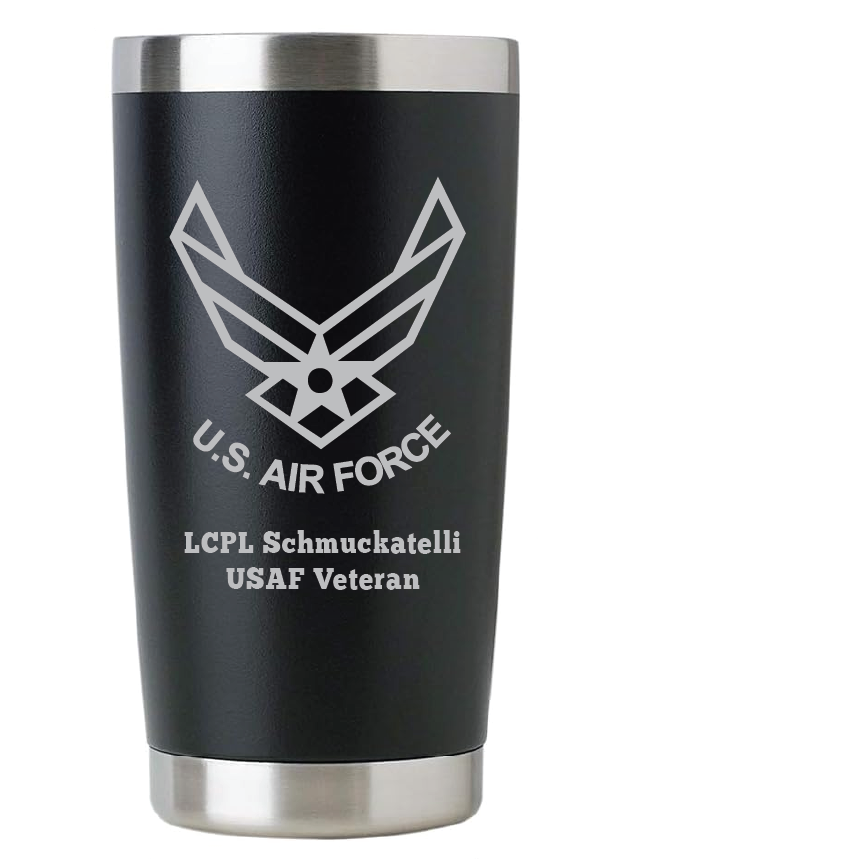 20oz USAF Air Force Tumbler – Custom Engraved Stainless Steel Travel Mug (USAF01)