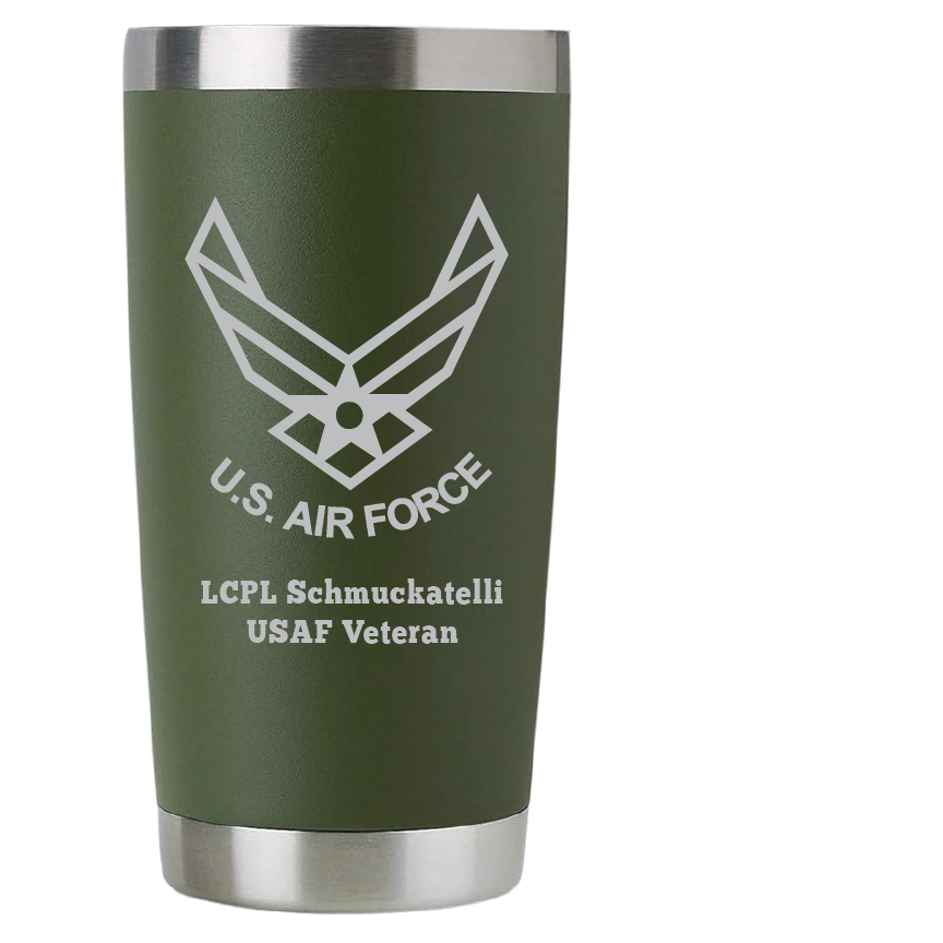 20oz USAF Air Force Tumbler – Custom Engraved Stainless Steel Travel Mug (USAF01)