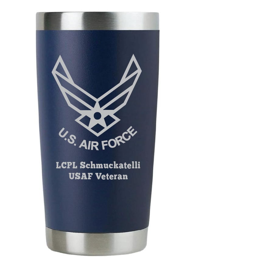 20oz USAF Air Force Tumbler – Custom Engraved Stainless Steel Travel Mug (USAF01)