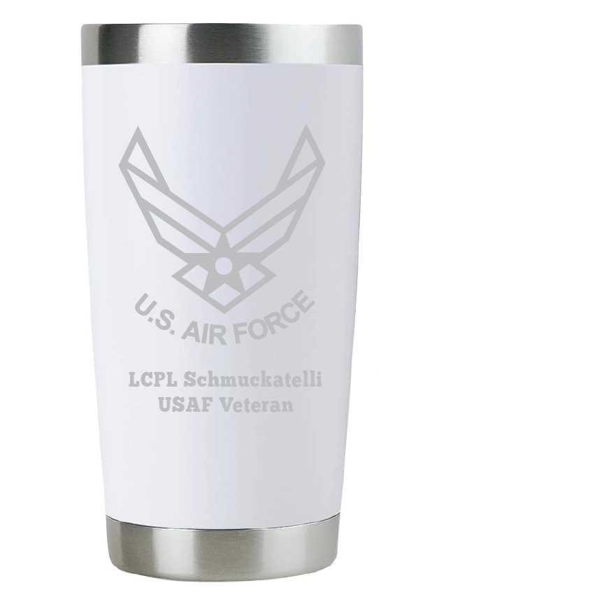 20oz USAF Air Force Tumbler – Custom Engraved Stainless Steel Travel Mug (USAF01)