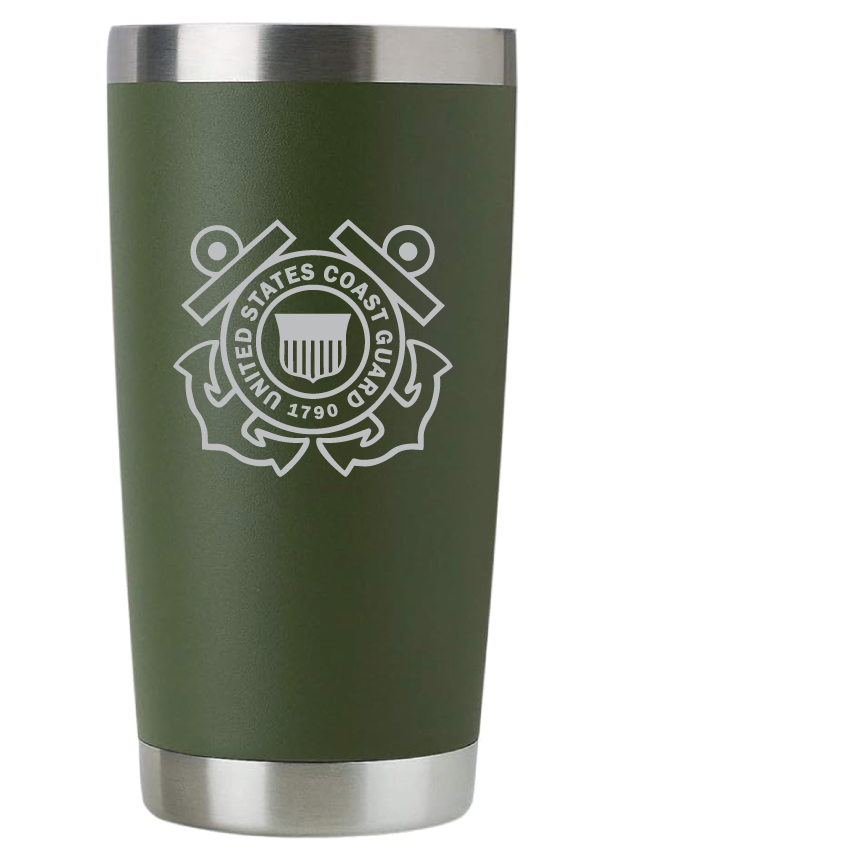 20oz USCG Coast Guard Tumbler – Custom Engraved Stainless Steel Travel Mug (USCG01)