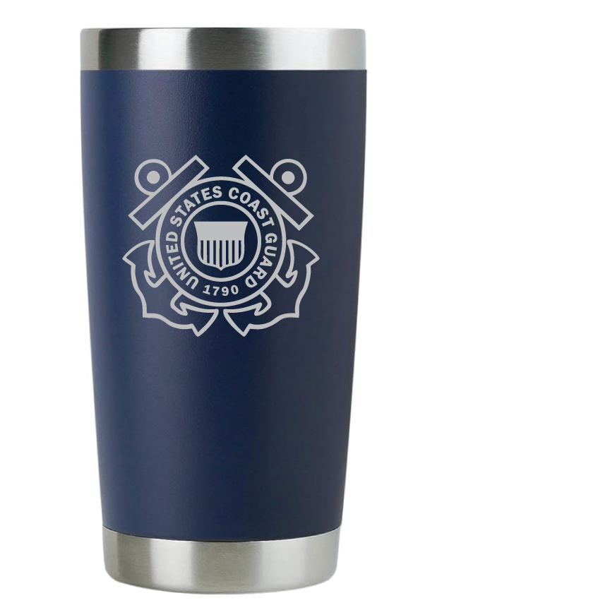 20oz USCG Coast Guard Tumbler – Custom Engraved Stainless Steel Travel Mug (USCG01)