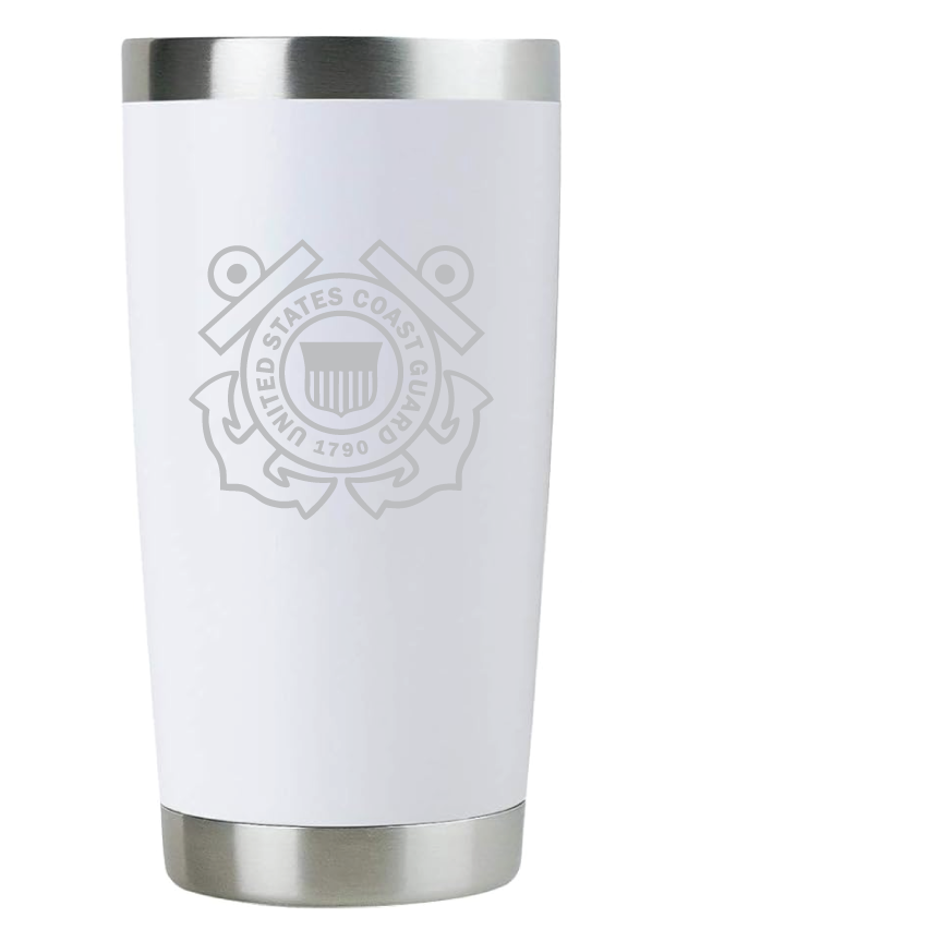 20oz USCG Coast Guard Tumbler – Custom Engraved Stainless Steel Travel Mug (USCG01)
