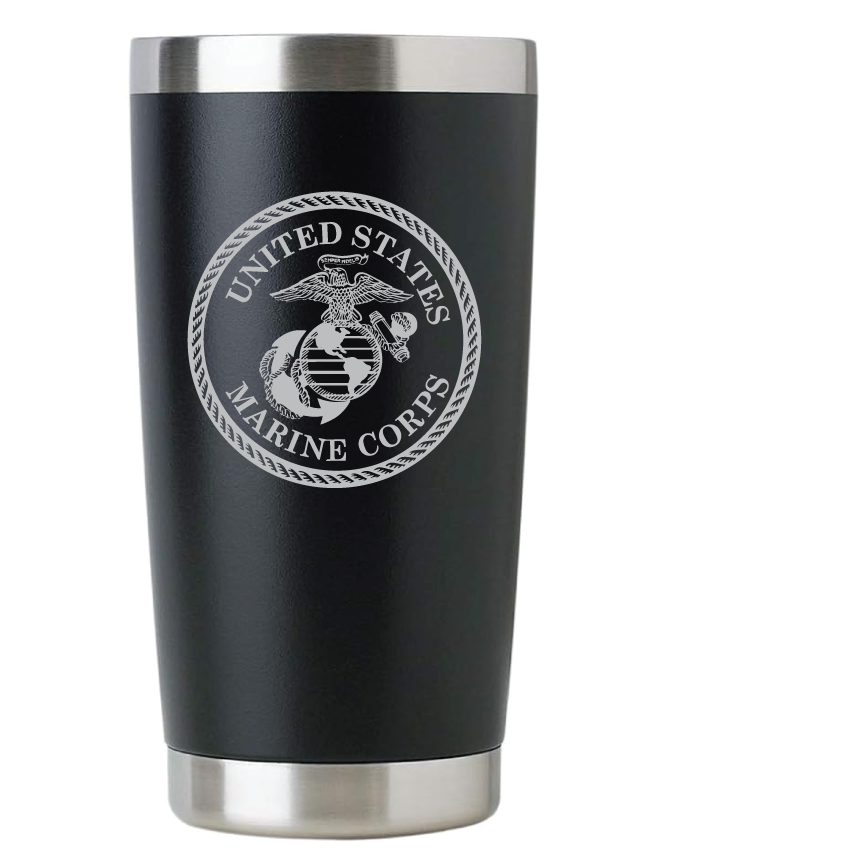 20oz USMC Marine Corps Tumbler – Custom Engraved Stainless Steel Travel Mug (USMC01)
