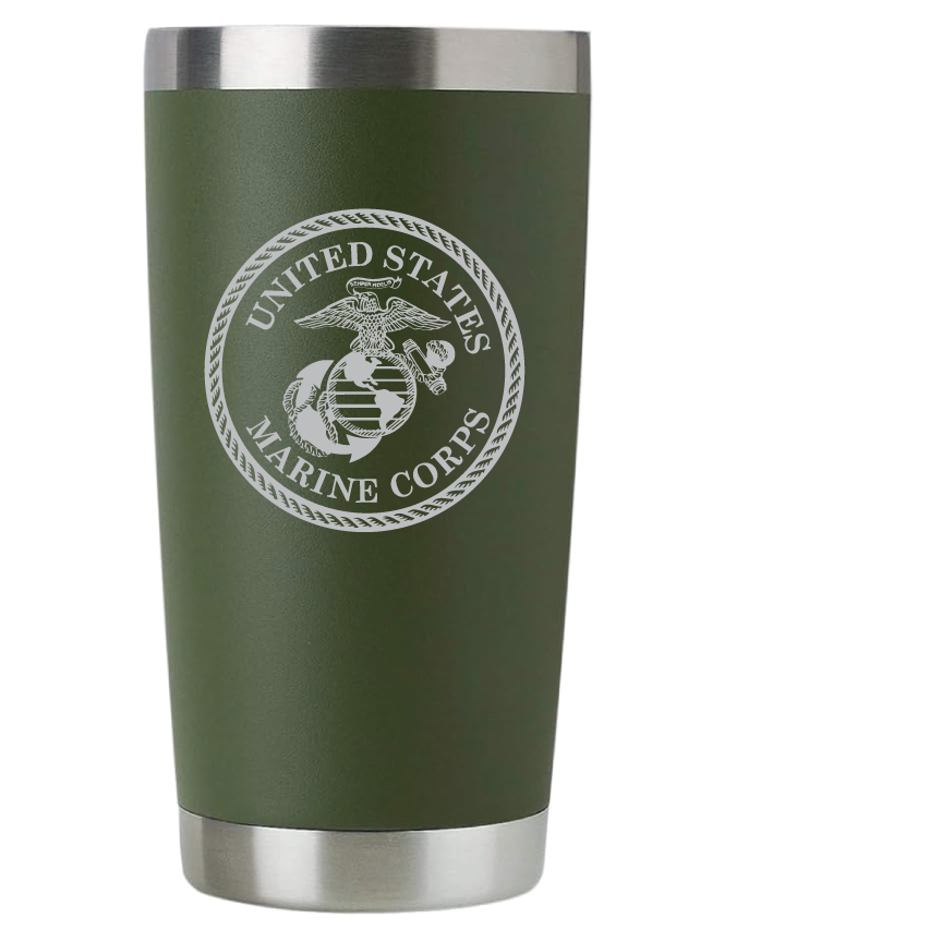 20oz USMC Marine Corps Tumbler – Custom Engraved Stainless Steel Travel Mug (USMC01)