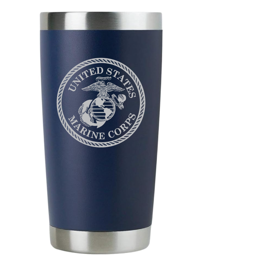 20oz USMC Marine Corps Tumbler – Custom Engraved Stainless Steel Travel Mug (USMC01)