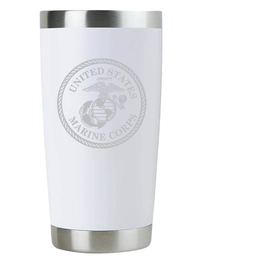 20oz USMC Marine Corps Tumbler – Custom Engraved Stainless Steel Travel Mug (USMC01)