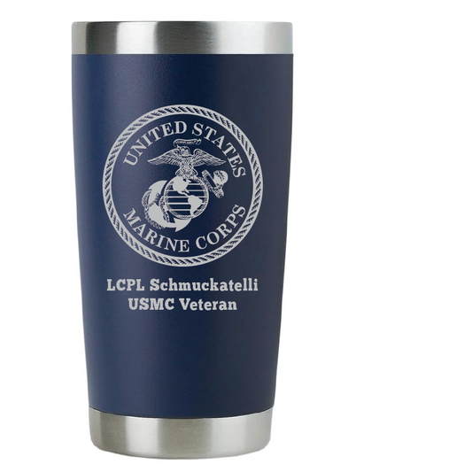 20oz USMC Marine Corps Tumbler – Custom Engraved Stainless Steel Travel Mug (USMC01)