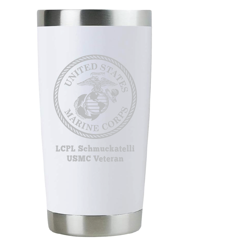 20oz USMC Marine Corps Tumbler – Custom Engraved Stainless Steel Travel Mug (USMC01)