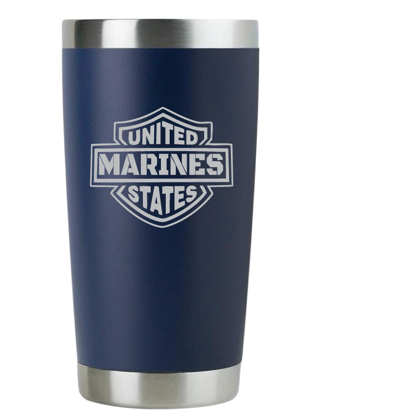 20oz USMC Marine Corps Tumbler – Custom Engraved Stainless Steel Travel Mug (USMC02)