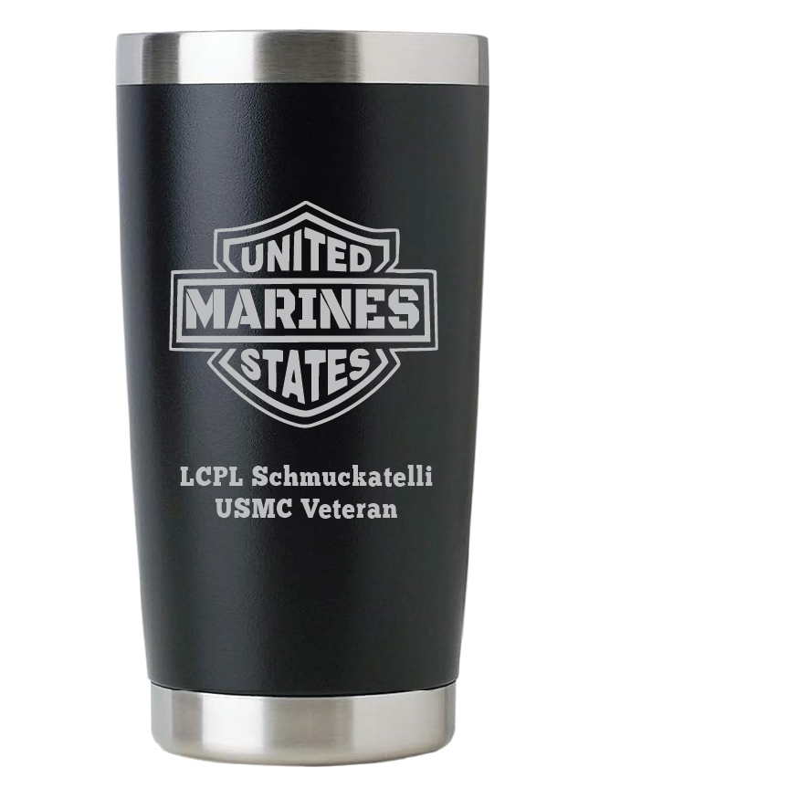 20oz USMC Marine Corps Tumbler – Custom Engraved Stainless Steel Travel Mug (USMC02)