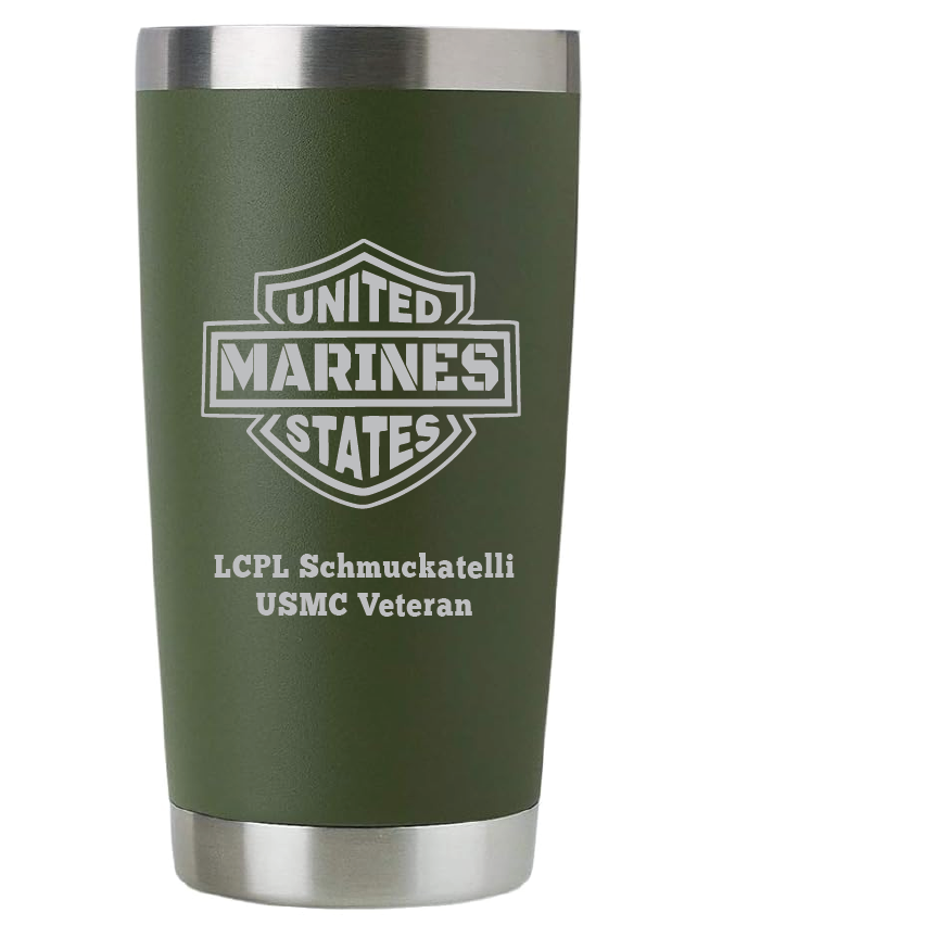 20oz USMC Marine Corps Tumbler – Custom Engraved Stainless Steel Travel Mug (USMC02)