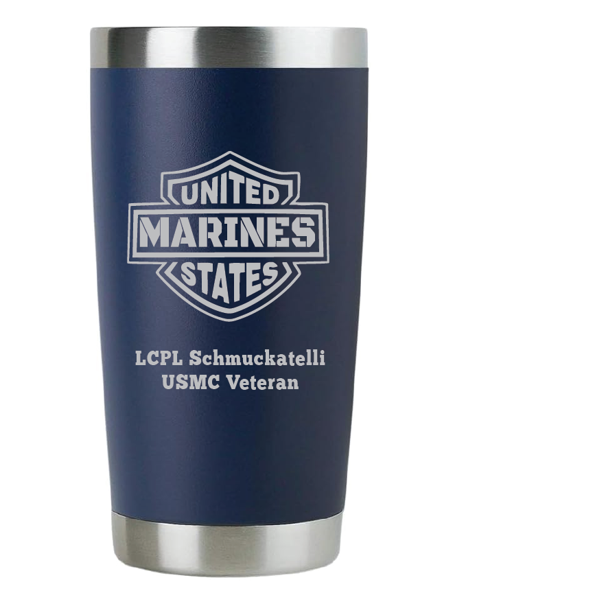 20oz USMC Marine Corps Tumbler – Custom Engraved Stainless Steel Travel Mug (USMC02)