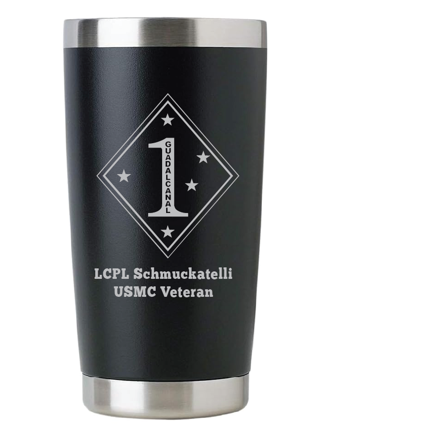 20oz USMC Marine Corps Tumbler – Custom Engraved Stainless Steel Travel Mug (USMC03)