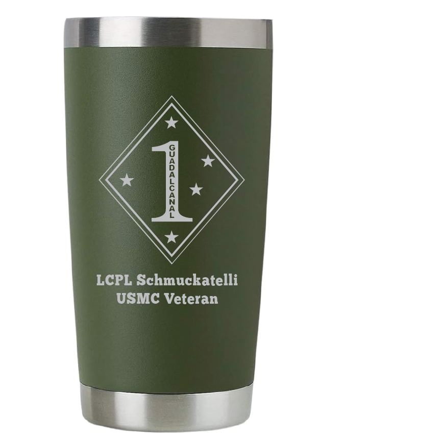 20oz USMC Marine Corps Tumbler – Custom Engraved Stainless Steel Travel Mug (USMC03)