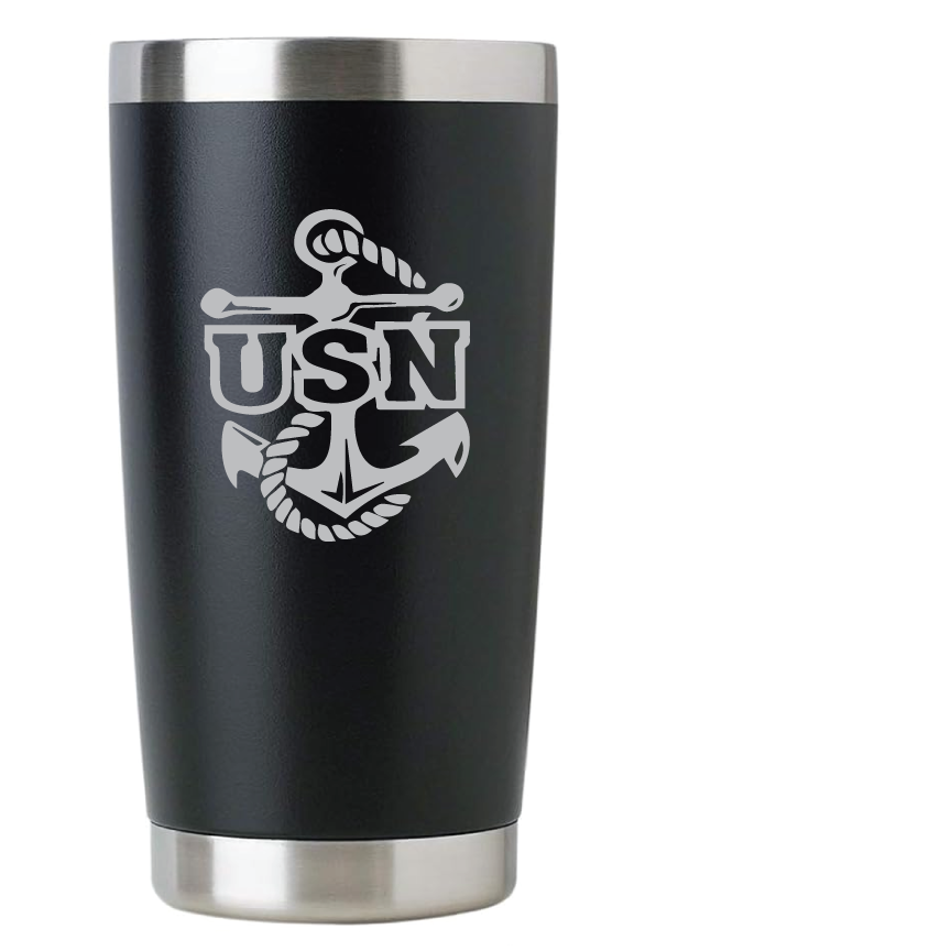 20oz USN Navy Tumbler – Custom Engraved Stainless Steel Travel Mug (USN01)
