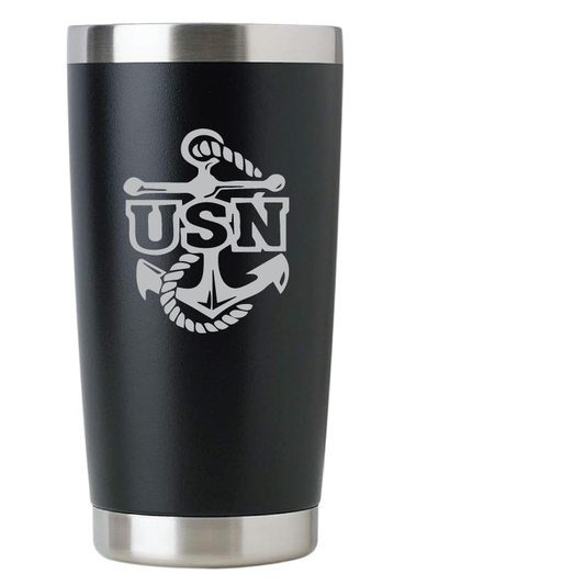 20oz USN Navy Tumbler – Custom Engraved Stainless Steel Travel Mug (USN01)