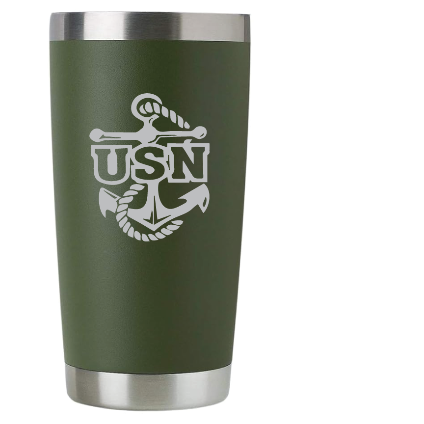 20oz USN Navy Tumbler – Custom Engraved Stainless Steel Travel Mug (USN01)