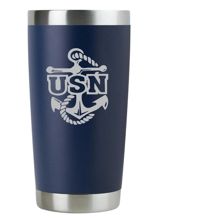 20oz USN Navy Tumbler – Custom Engraved Stainless Steel Travel Mug (USN01)