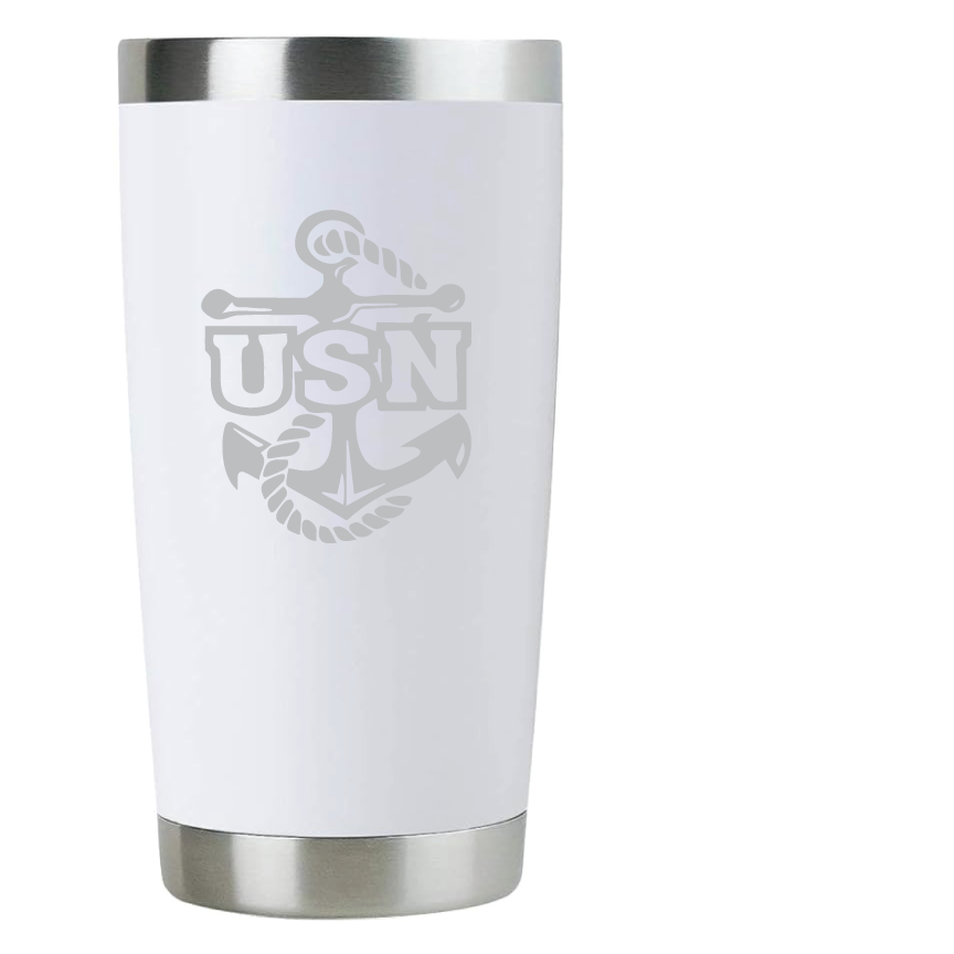 20oz USN Navy Tumbler – Custom Engraved Stainless Steel Travel Mug (USN01)