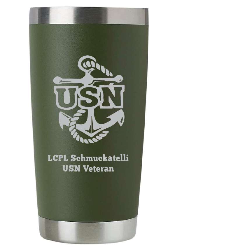 20oz USN Navy Tumbler – Custom Engraved Stainless Steel Travel Mug (USN01)