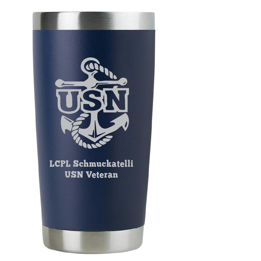 20oz USN Navy Tumbler – Custom Engraved Stainless Steel Travel Mug (USN01)