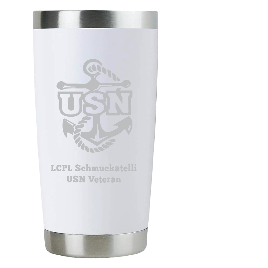 20oz USN Navy Tumbler – Custom Engraved Stainless Steel Travel Mug (USN01)